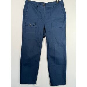 J. Jill Pants Women Size 16 35x27 in Navy Blue Pants Patch Pockets Elastic Waist